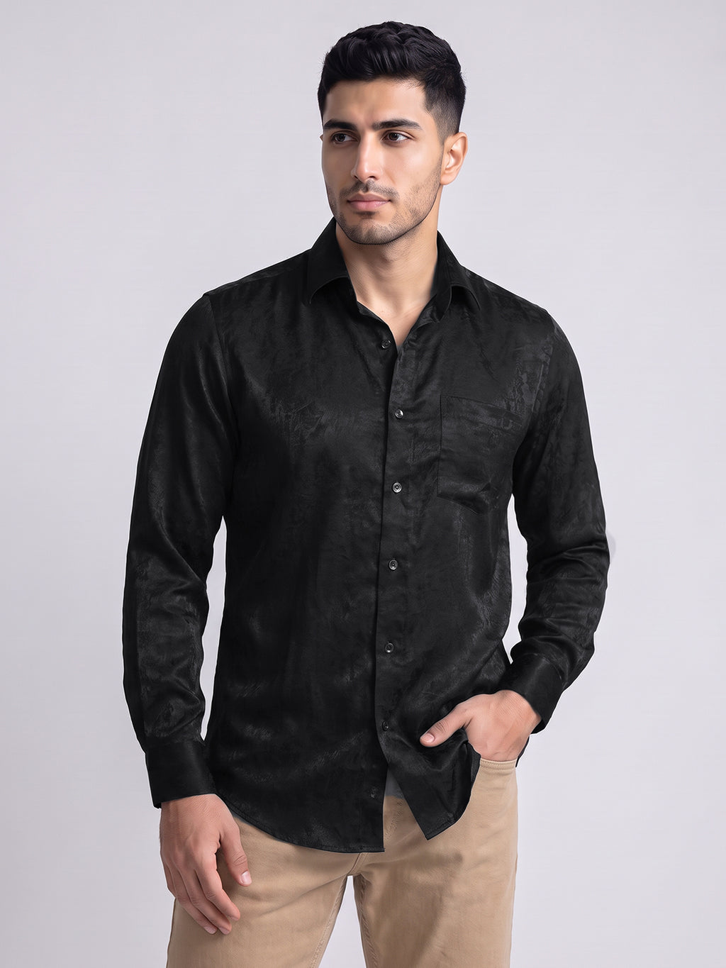 Black Satin Sheen Shirt