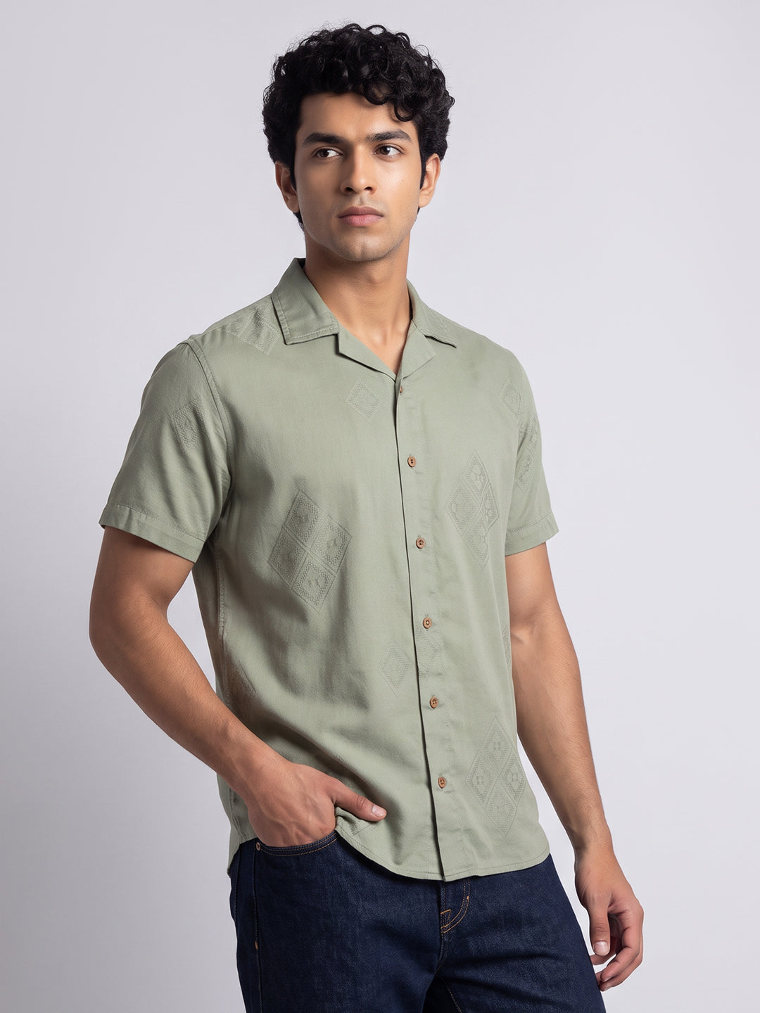 Sage Green Jacquard Shirt