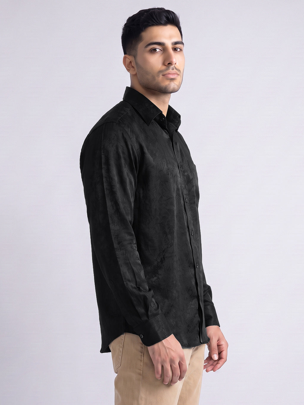 Black Satin Sheen Shirt