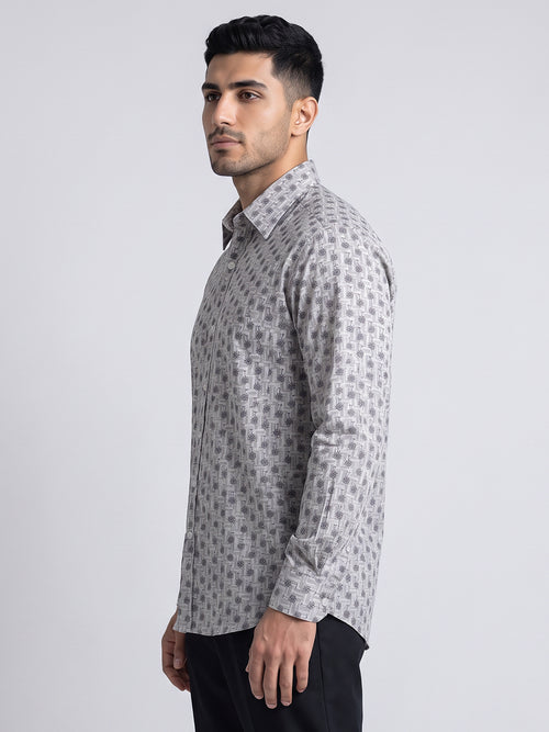 Ash Grey Printed Shirt