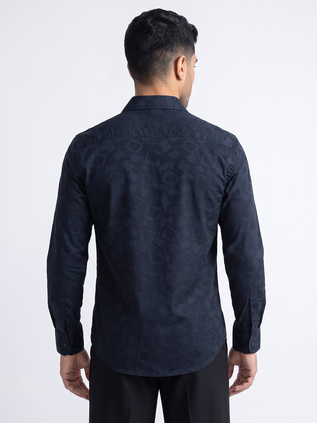 Navy Tonal Pattern Shirt
