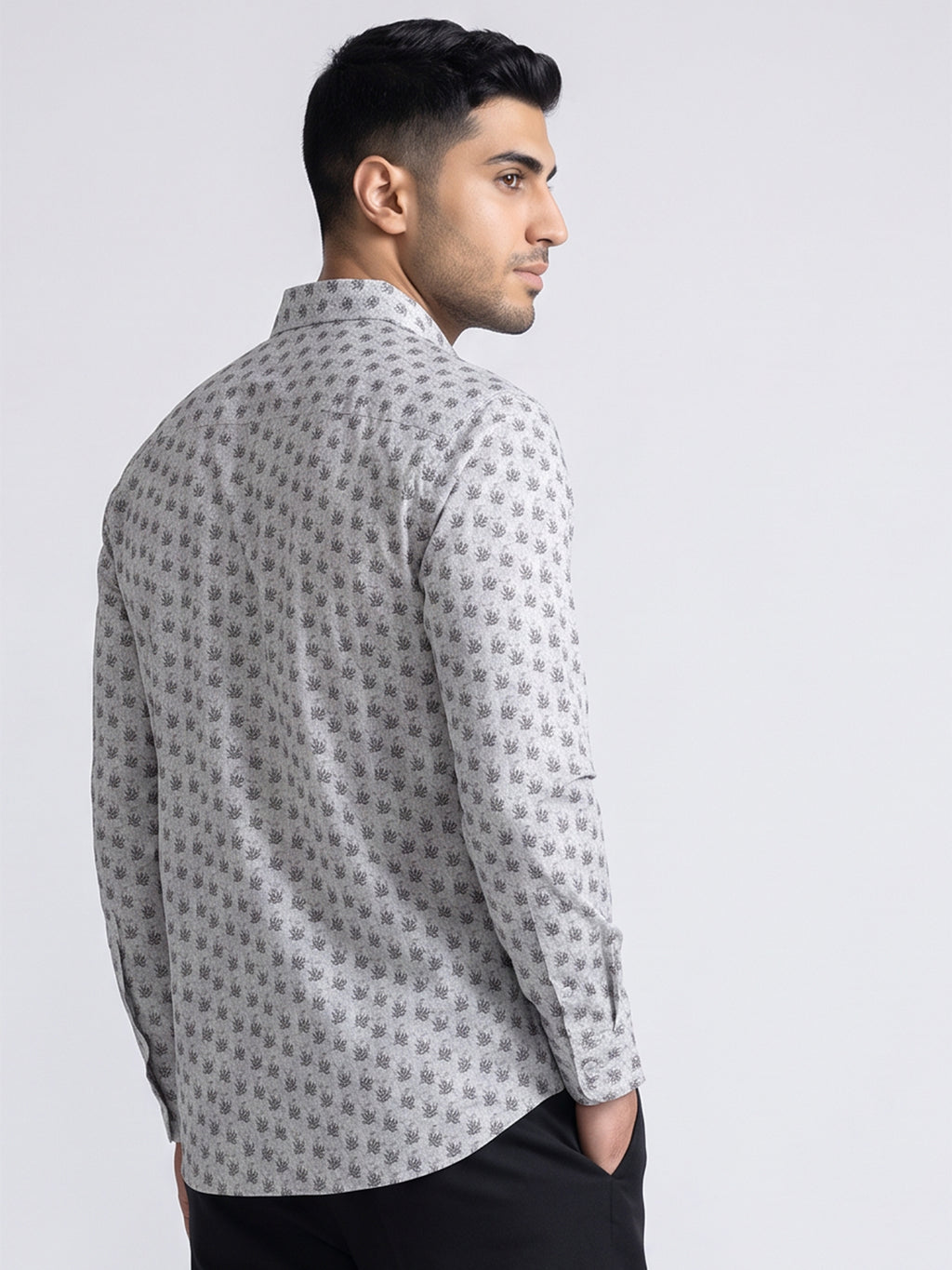 Ash Grey Printed Shirt