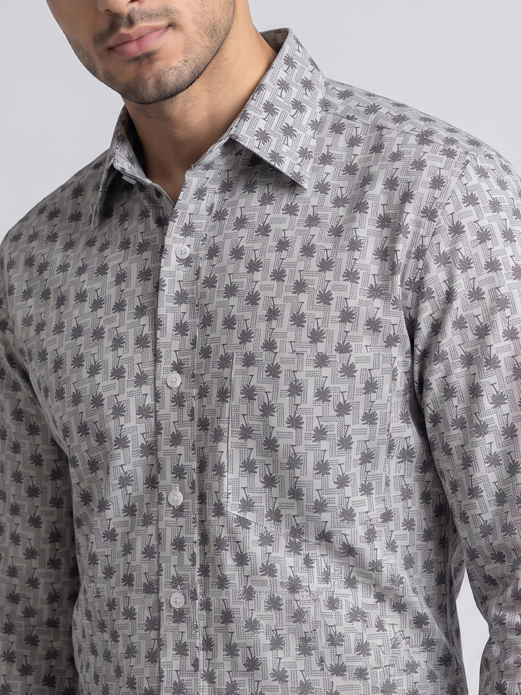 Ash Grey Printed Shirt