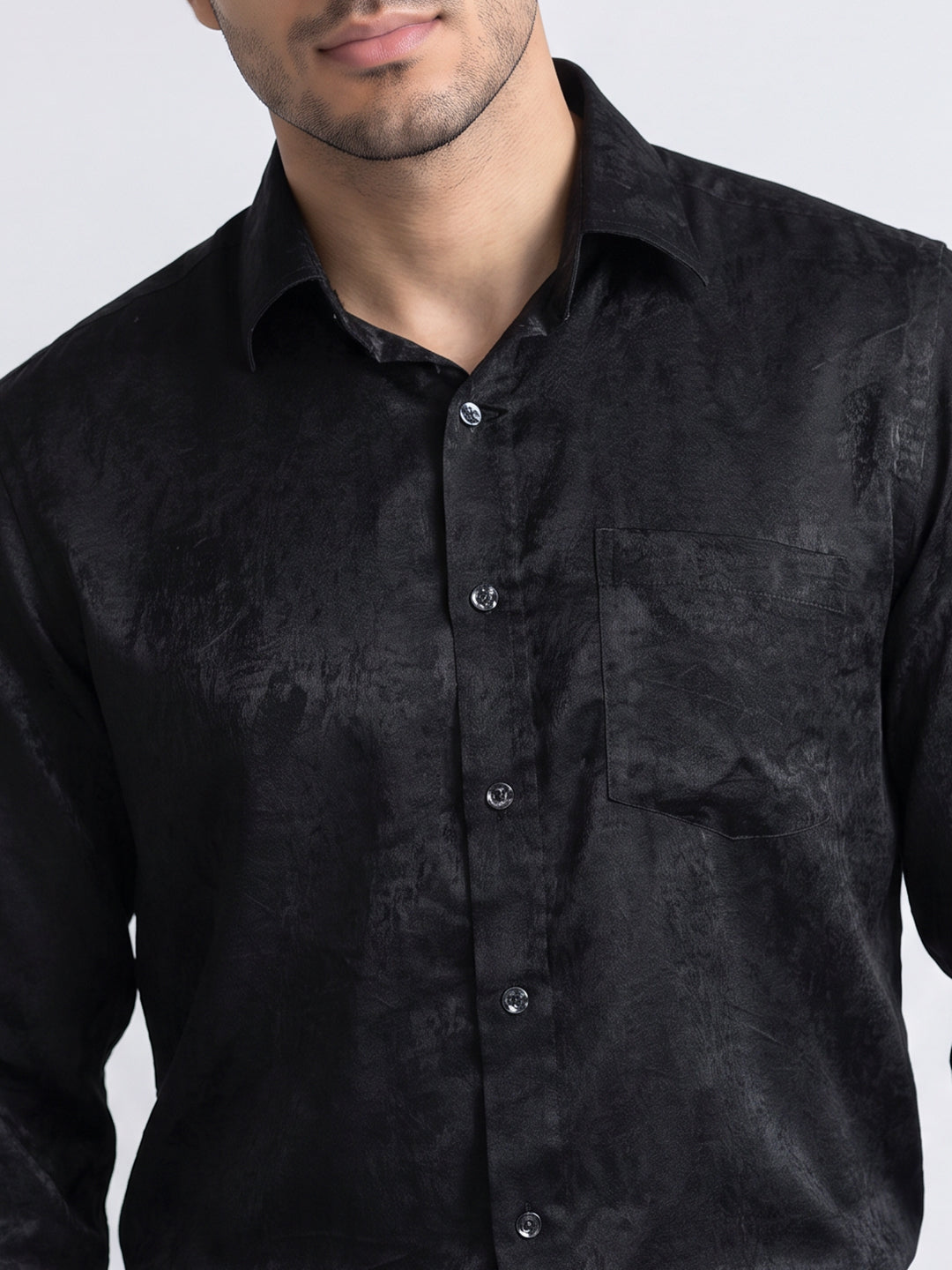 Black Satin Sheen Shirt
