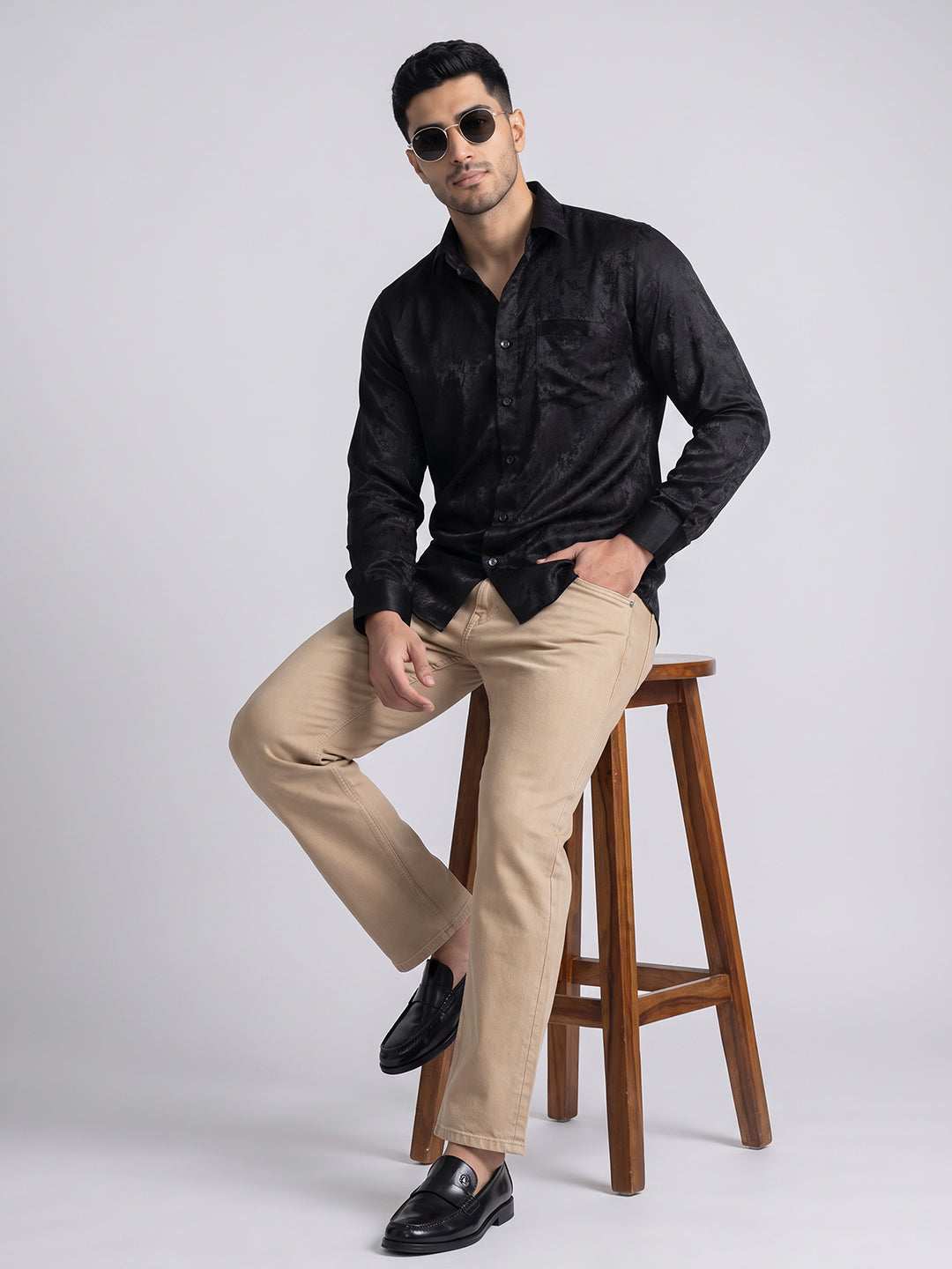 Black Satin Sheen Shirt