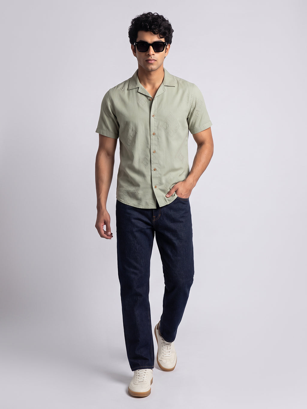 Sage Green Jacquard Shirt