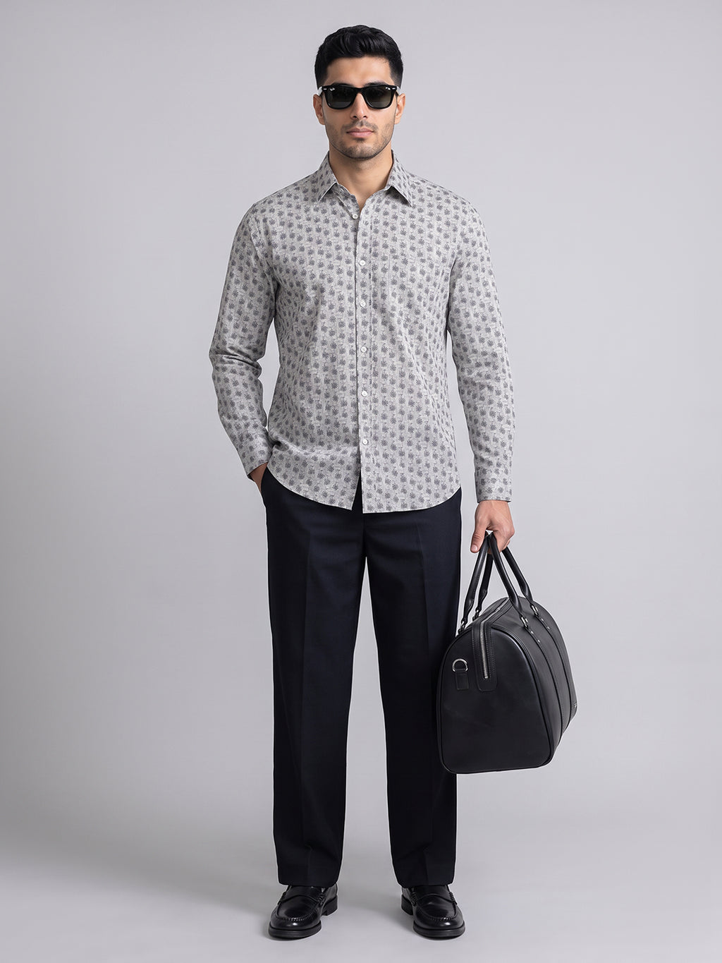 Ash Grey Printed Shirt