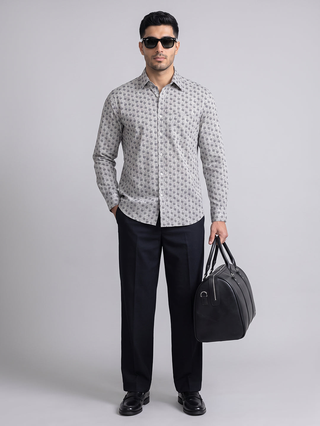 Ash Grey Printed Shirt